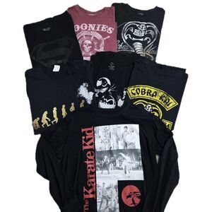 Men’s T-Shirt Bundle Sz Large Graphic Tees Lot Of 7- 6 Short / 1 Long Sleeve